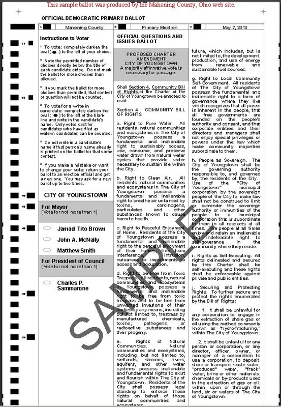 VIEW SAMPLE Nov. 4th Youngstown BALLOT - Vote YES! on Issue #4